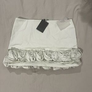 NBD White Ruffle Mini Skirt